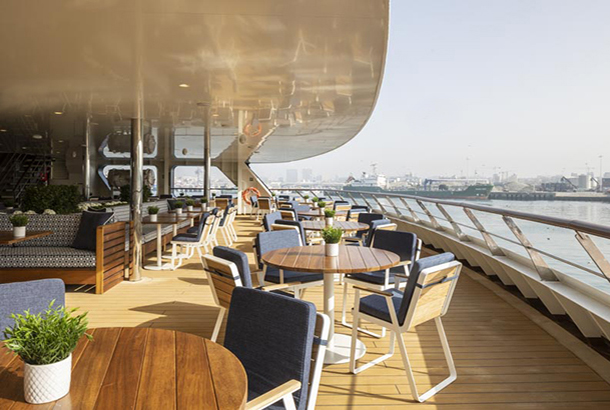 Outdoor deck seating at 7-AFT Grill